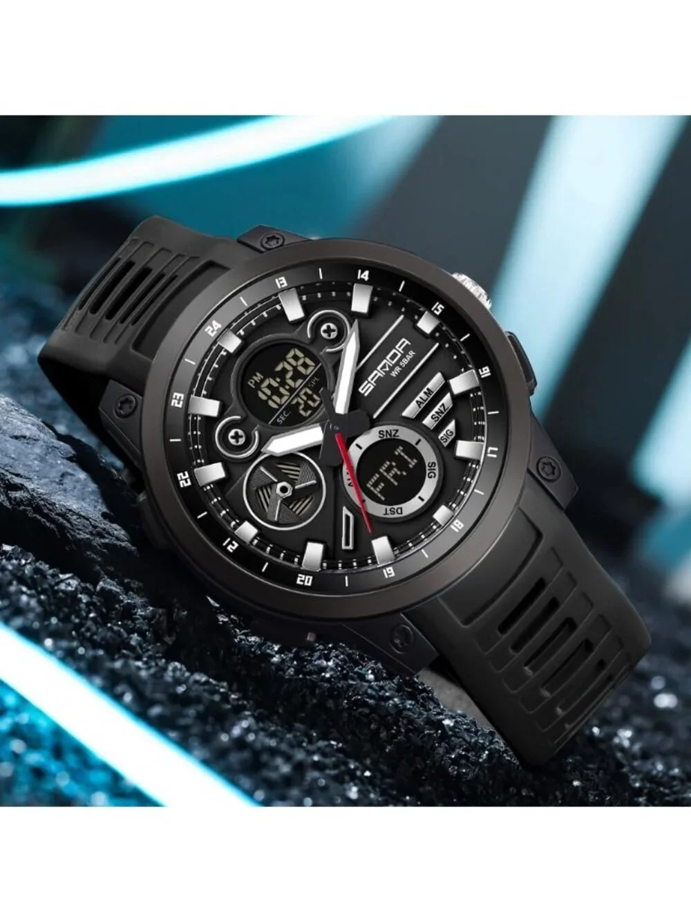 Men's Black Analog Quartz Stainless Steel Military Electronic LED Digital Watch